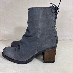 Bos. & Co. Women’s Barlow Gray Suede Leather Zip Heeled Ankle Boots Size 40